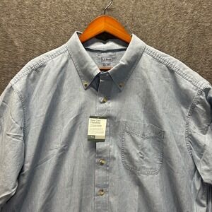 LL Bean Easy Care Chambray Shirt Mens XXL Blue Short Sleeve Button Down New
